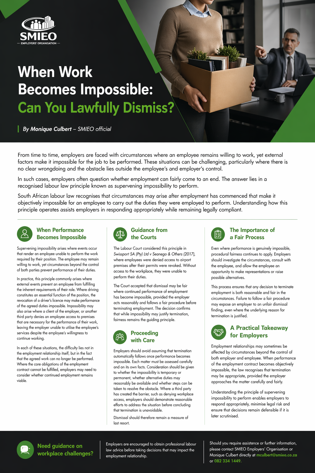 When Work Becomes Impossible. Can You Lawfully Dismiss?